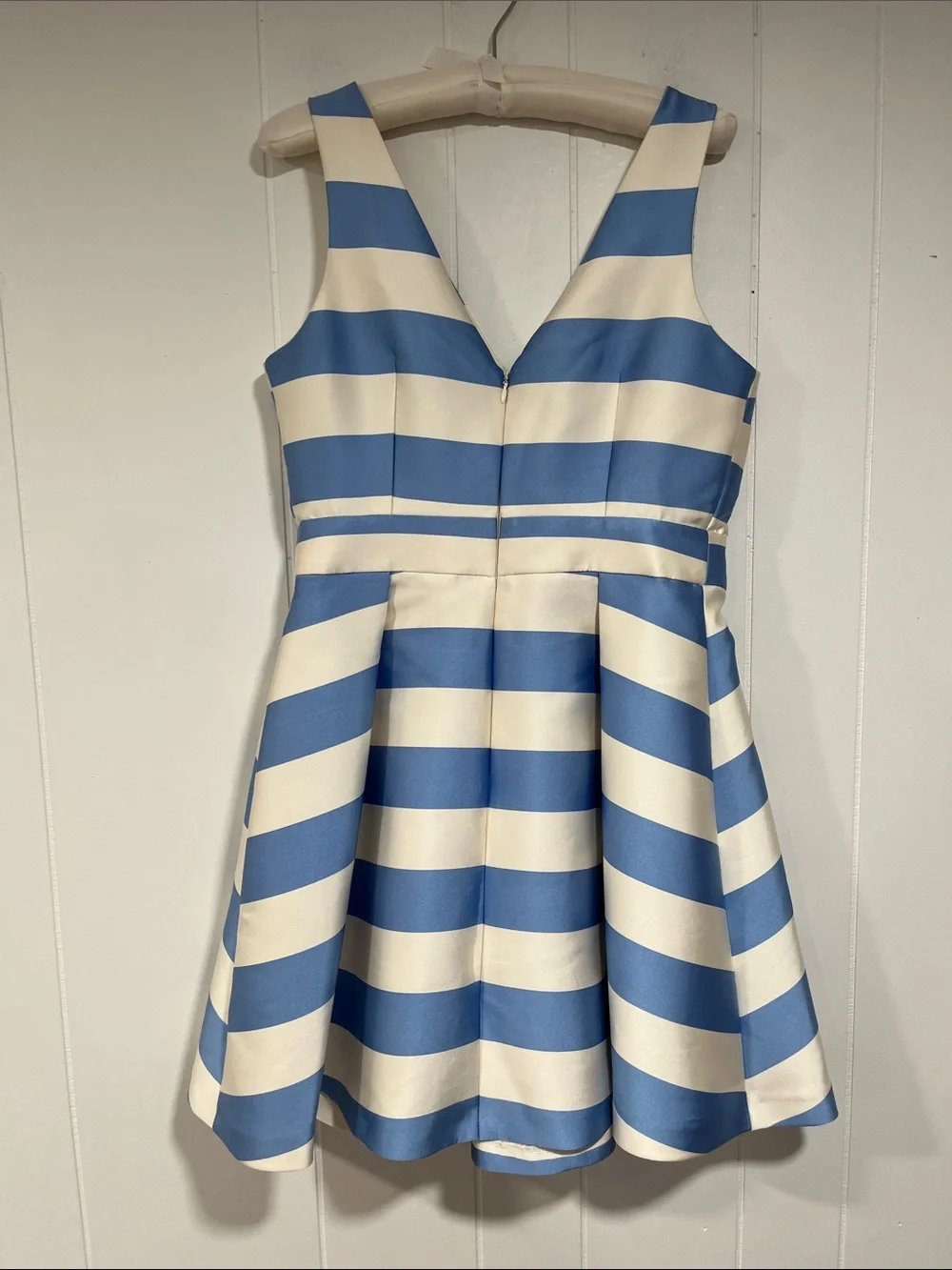 Topshop Blue and Cream Striped V‑Neck Party Dress